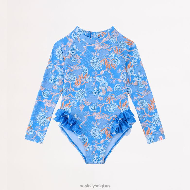 Seafolly enfants combinaison de paddle à volants pour filles fuji maillots de bain bleu P8B62789