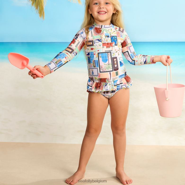 Seafolly enfants ensemble de surf à basque pour filles en vacances maillots de bain Azur P8B62793