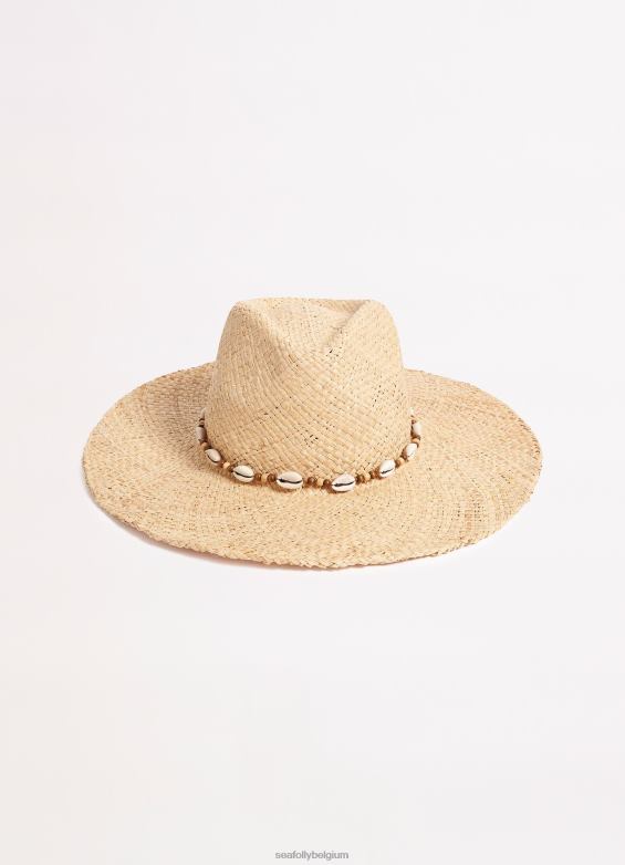 Seafolly femmes chapeau de cowgirl en raphia accessoires naturel P8B62785