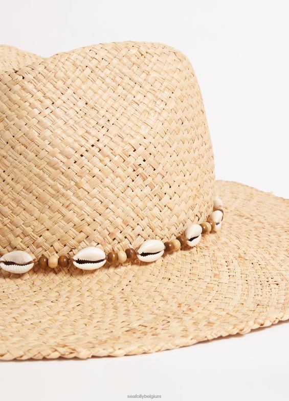 Seafolly femmes chapeau de cowgirl en raphia accessoires naturel P8B62785