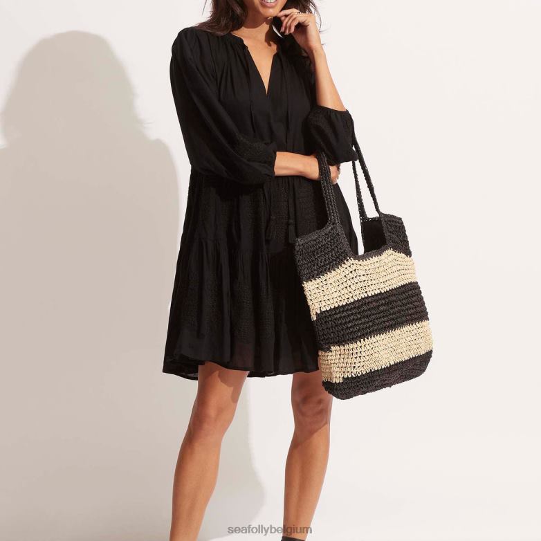 Seafolly femmes fourre-tout tissé à épissure accessoires noir/naturel P8B62762