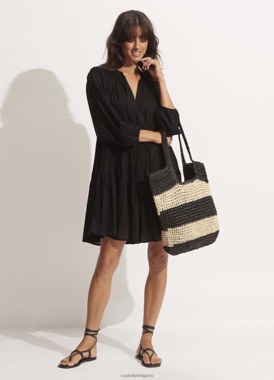 Seafolly femmes fourre-tout tissé à épissure accessoires noir/naturel P8B62762