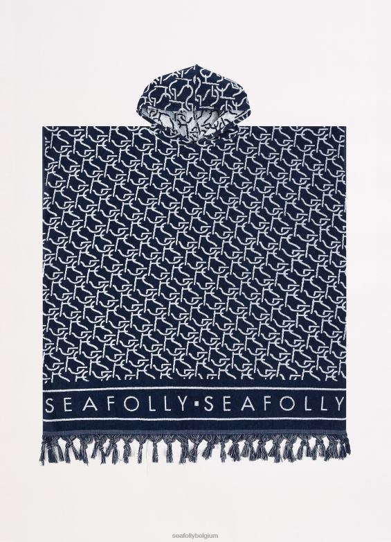 Seafolly femmes poncho serviette monogramme sf accessoires vraie marine P8B62774