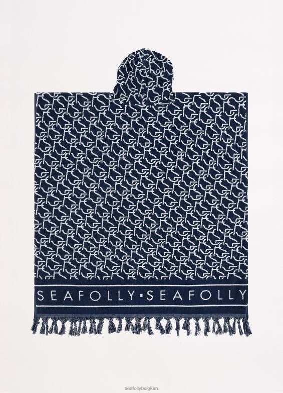 Seafolly femmes poncho serviette monogramme sf accessoires vraie marine P8B62774