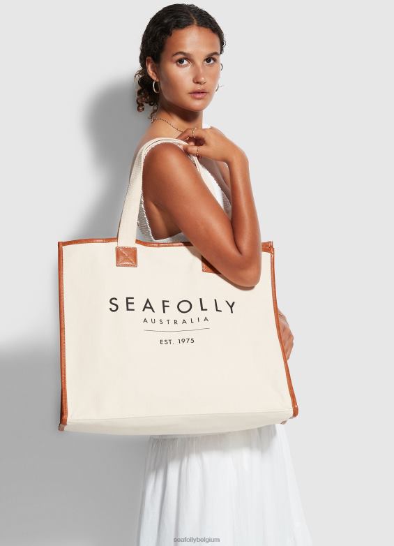 Seafolly femmes sac fourre-tout en toile accessoires sable P8B62763