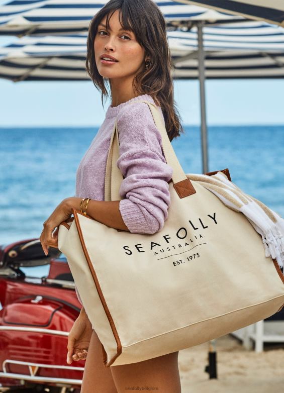 Seafolly femmes sac fourre-tout en toile accessoires sable P8B62763