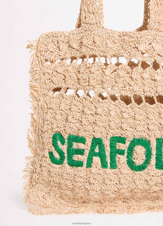 Seafolly femmes sac fourre-tout à logo tissé accessoires naturel P8B62768