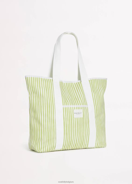 Seafolly femmes sac fourre-tout à rayures accessoires olive tendre P8B62767