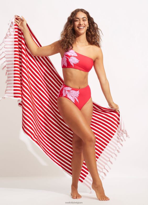 Seafolly femmes serviette à rayures marina accessoires Chili P8B62777