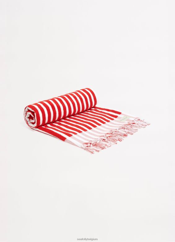 Seafolly femmes serviette à rayures marina accessoires Chili P8B62777