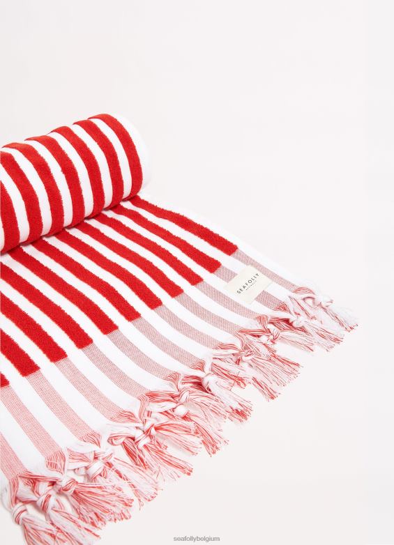 Seafolly femmes serviette à rayures marina accessoires Chili P8B62777