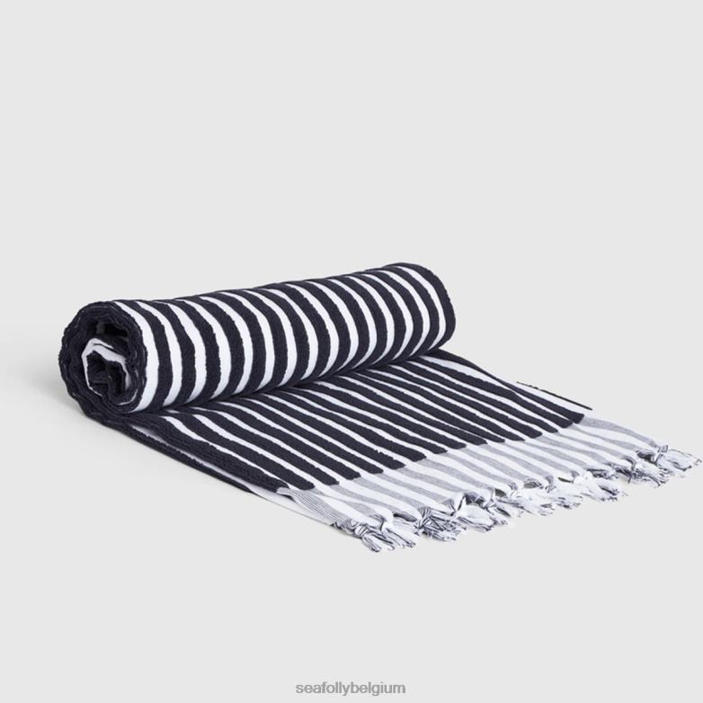 Seafolly femmes serviette à rayures marina accessoires vraie marine P8B62776