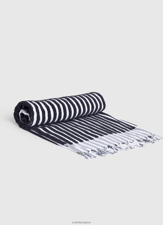 Seafolly femmes serviette à rayures marina accessoires vraie marine P8B62776
