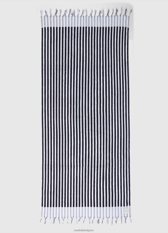 Seafolly femmes serviette à rayures marina accessoires vraie marine P8B62776