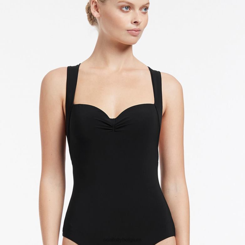 Seafolly femmes jetset infini une pièce maillots de bain noir P8B6224