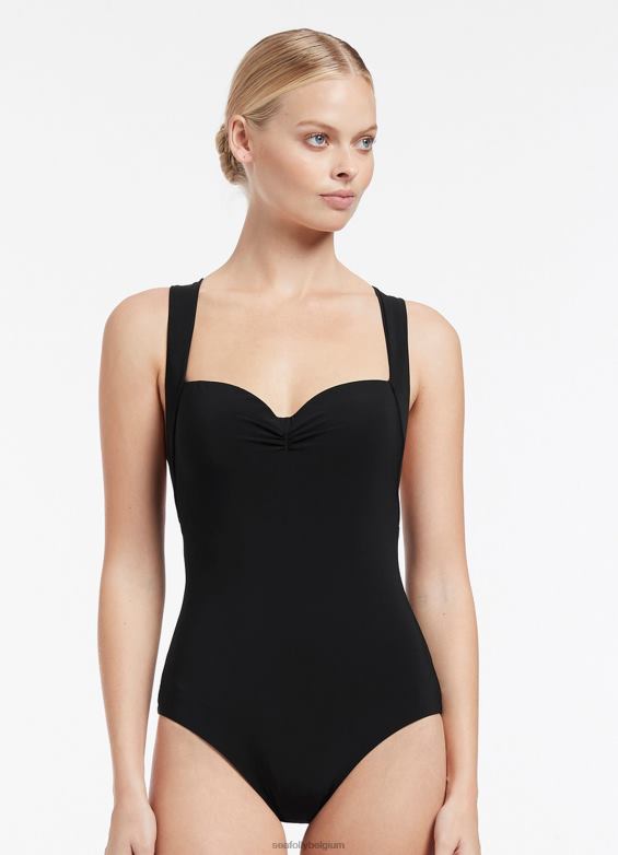 Seafolly femmes jetset infini une pièce maillots de bain noir P8B6224