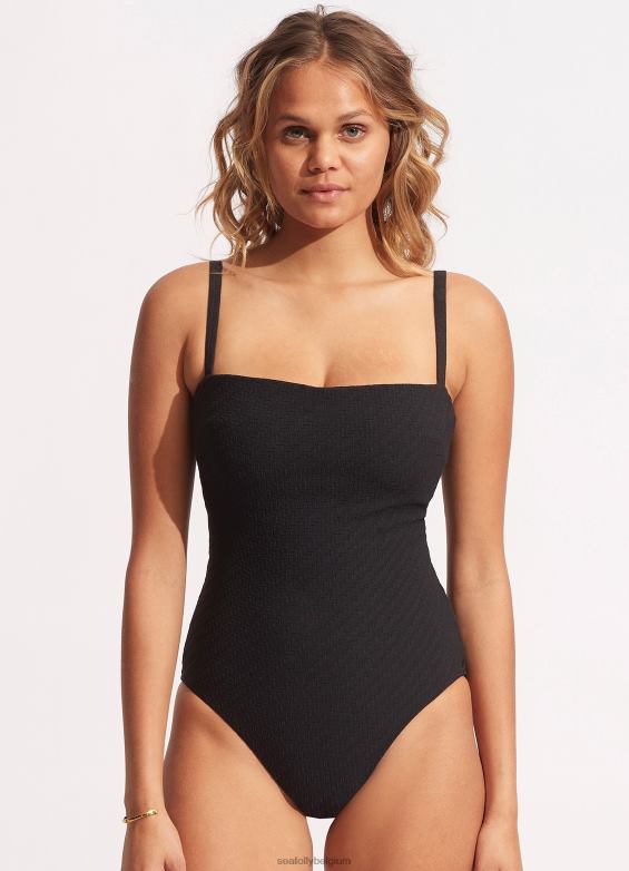 Seafolly femmes saule dd une pièce maillots de bain noir P8B62161