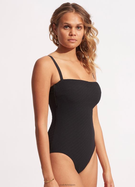 Seafolly femmes saule dd une pièce maillots de bain noir P8B62161