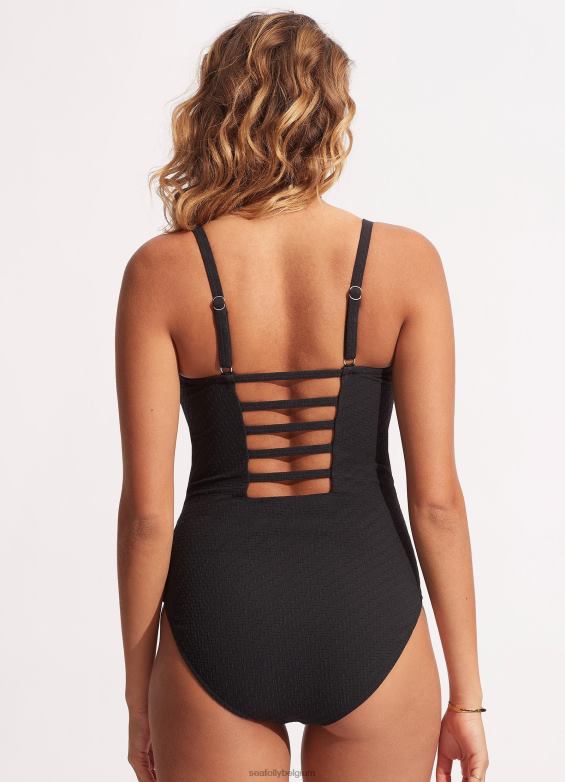 Seafolly femmes saule dd une pièce maillots de bain noir P8B62161
