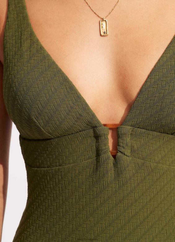 Seafolly femmes saule une pièce maillots de bain avocat P8B6257