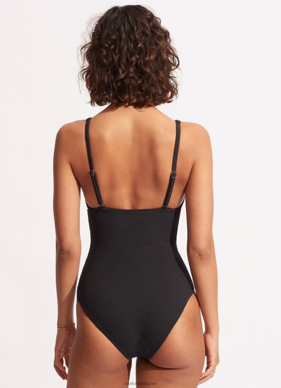 Seafolly femmes saule une pièce maillots de bain noir P8B6253