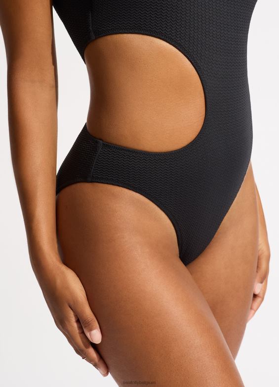 Seafolly femmes une pièce découpée pour plongée en mer maillots de bain noir P8B62146