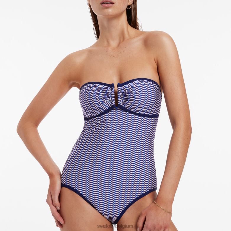 Seafolly femmes amoudi bandeau une pièce maillots de bain saphir P8B62101