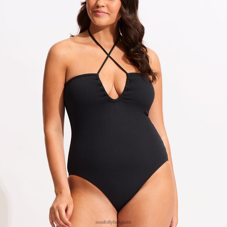 Seafolly femmes bandeau de plongée en mer une pièce maillots de bain noir P8B6227