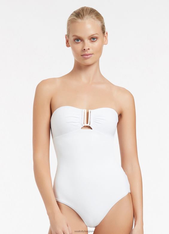 Seafolly femmes jetset bandeau une pièce maillots de bain blanc P8B6291
