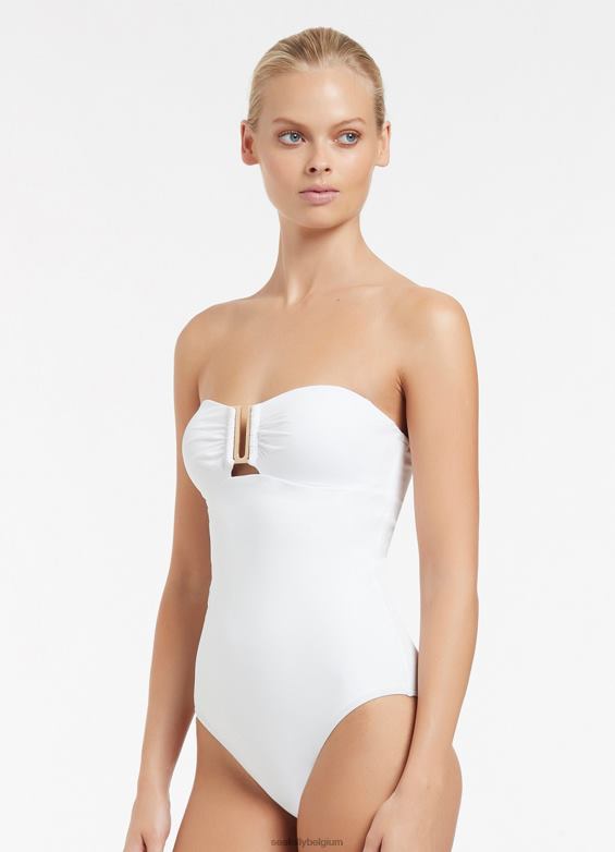 Seafolly femmes jetset bandeau une pièce maillots de bain blanc P8B6291