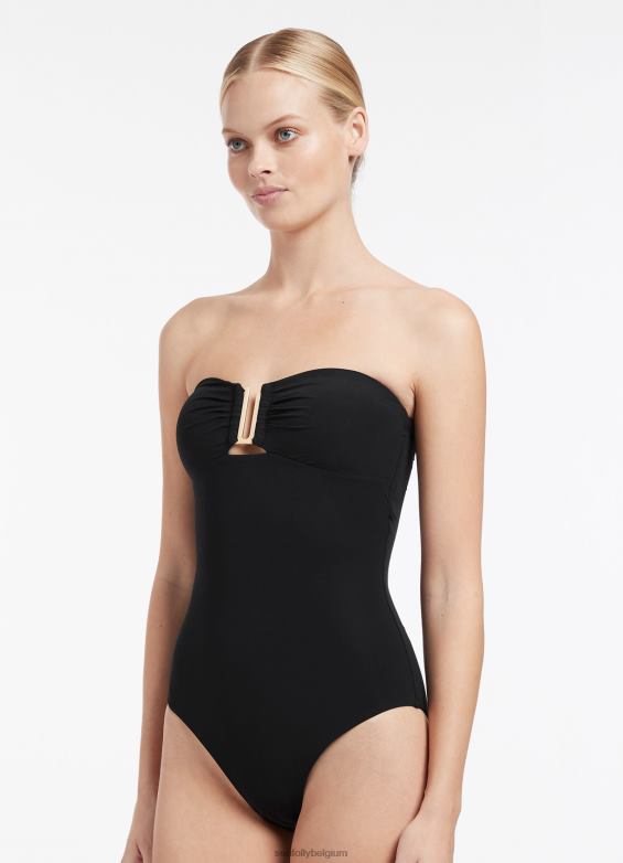 Seafolly femmes jetset bandeau une pièce maillots de bain noir P8B6234