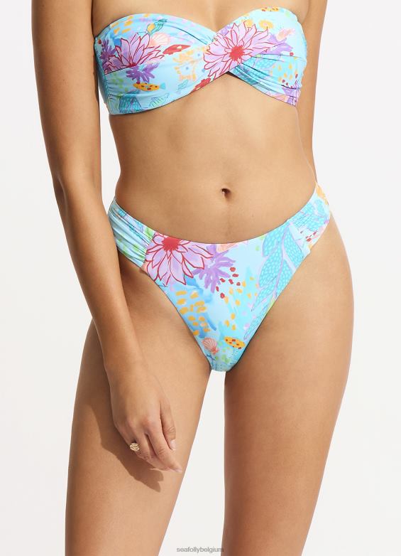 Seafolly femmes bas de bikini échancré sous la mer maillots de bain brume bleue P8B62305