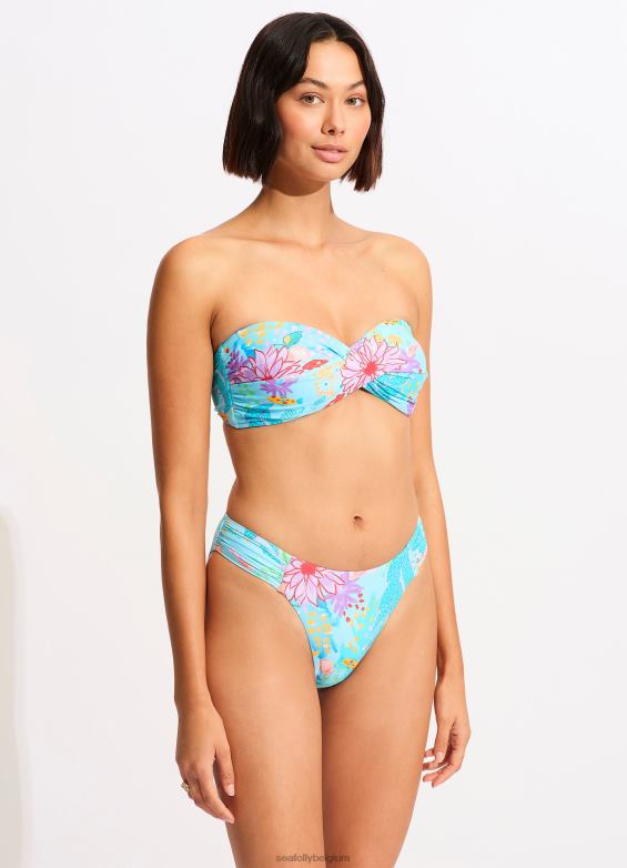 Seafolly femmes bas de bikini échancré sous la mer maillots de bain brume bleue P8B62305