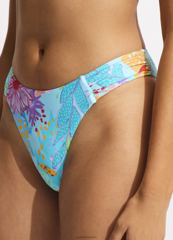 Seafolly femmes bas de bikini échancré sous la mer maillots de bain brume bleue P8B62305