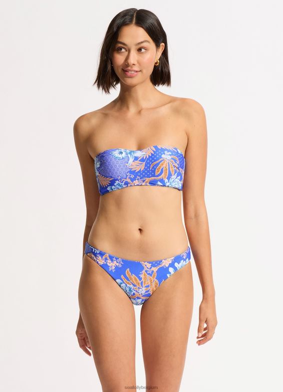 Seafolly femmes bas de bikini taille basse réversible Eden maillots de bain Azur P8B62172