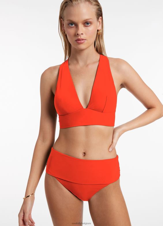 Seafolly femmes bas de bikini taille haute rabattable jetset maillots de bain fiamma P8B62513
