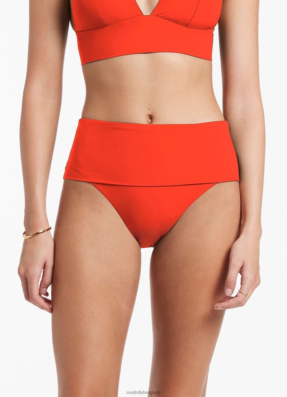 Seafolly femmes bas de bikini taille haute rabattable jetset maillots de bain fiamma P8B62513