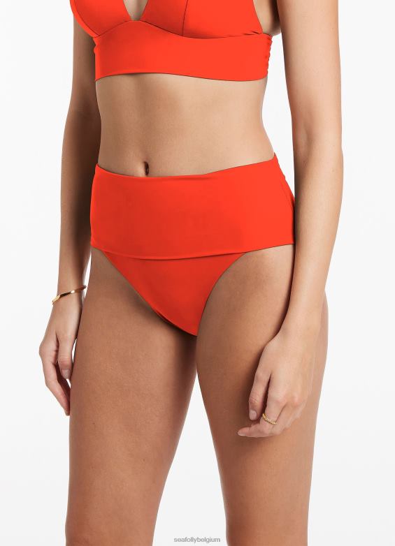 Seafolly femmes bas de bikini taille haute rabattable jetset maillots de bain fiamma P8B62513