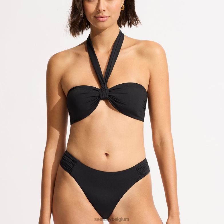Seafolly femmes collective - bas de bikini échancré froncé sur les côtés maillots de bain noir P8B62210