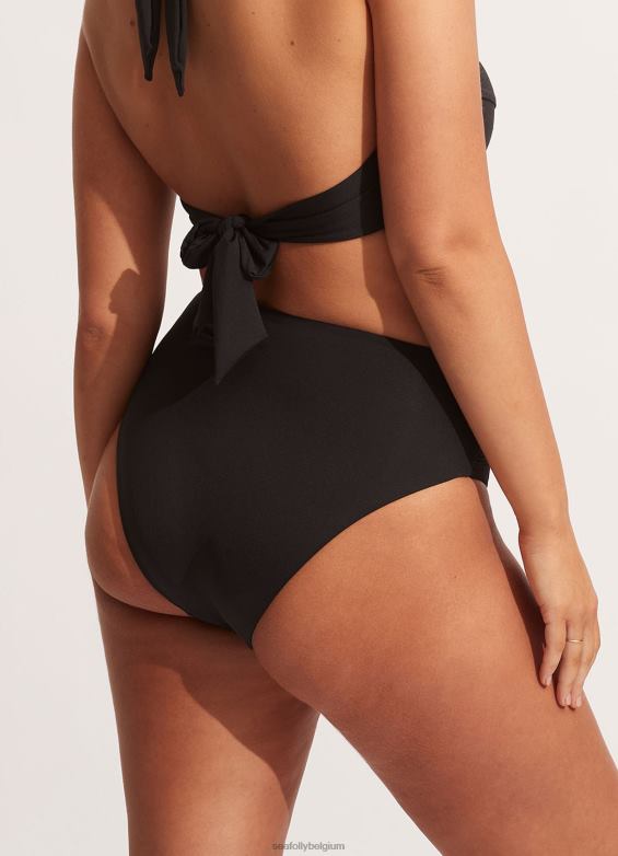 Seafolly femmes collective - pantalon cache-cœur taille haute maillots de bain noir P8B62223