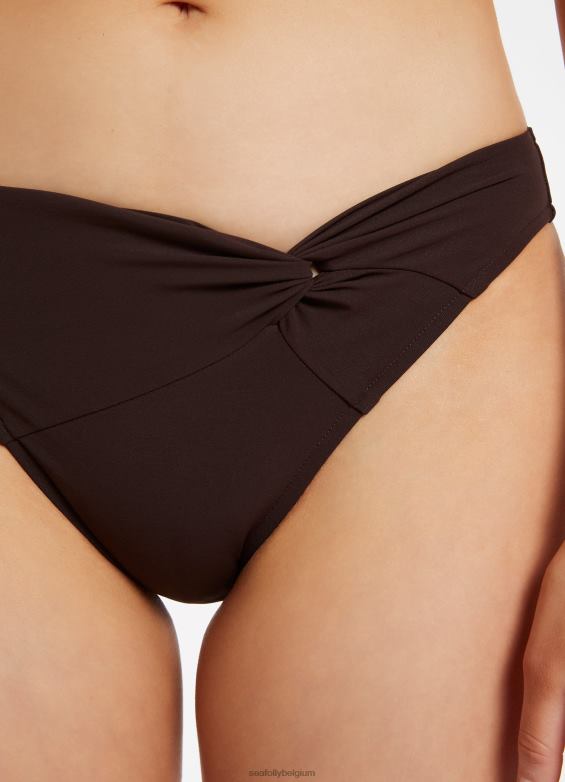 Seafolly femmes jetset - bas de bikini torsadé sur le devant maillots de bain chocolat P8B62473