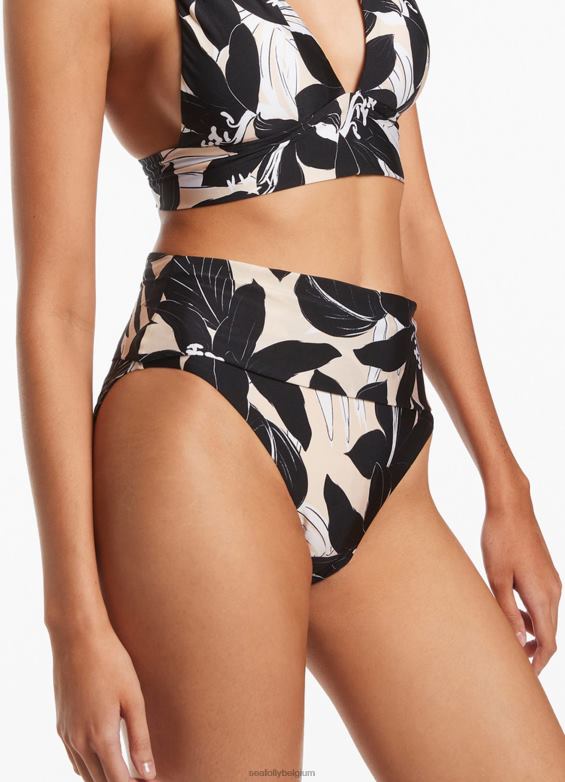 Seafolly femmes pantalon pliable floreale maillots de bain noir P8B62435