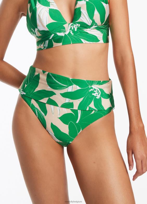 Seafolly femmes pantalon pliable floreale maillots de bain vert P8B62387
