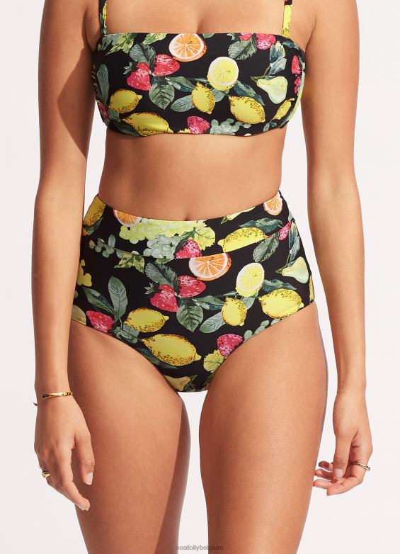 Seafolly femmes pantalon taille haute citroncello maillots de bain noir P8B62633