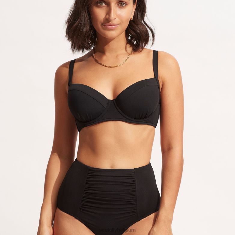 Seafolly femmes pantalon taille haute collectif maillots de bain noir P8B62209