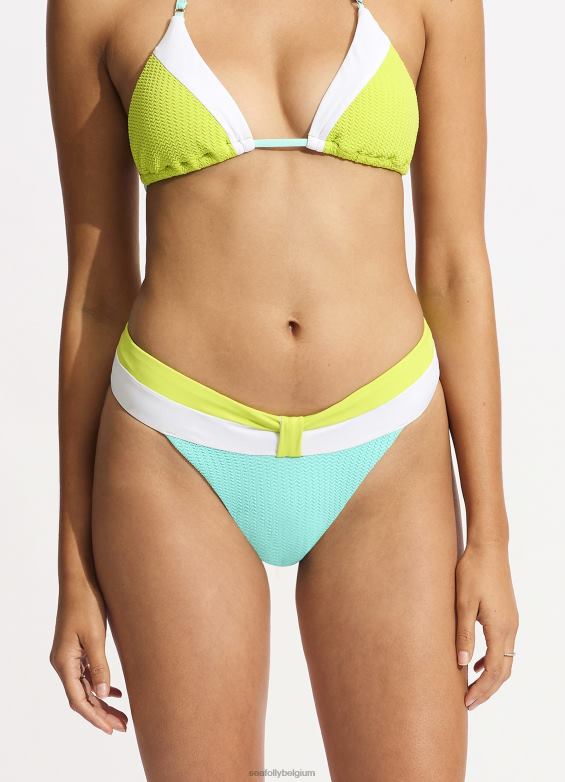 Seafolly femmes tranche de pantalon à bandes d'épissure maillots de bain éclat de chaux P8B62559