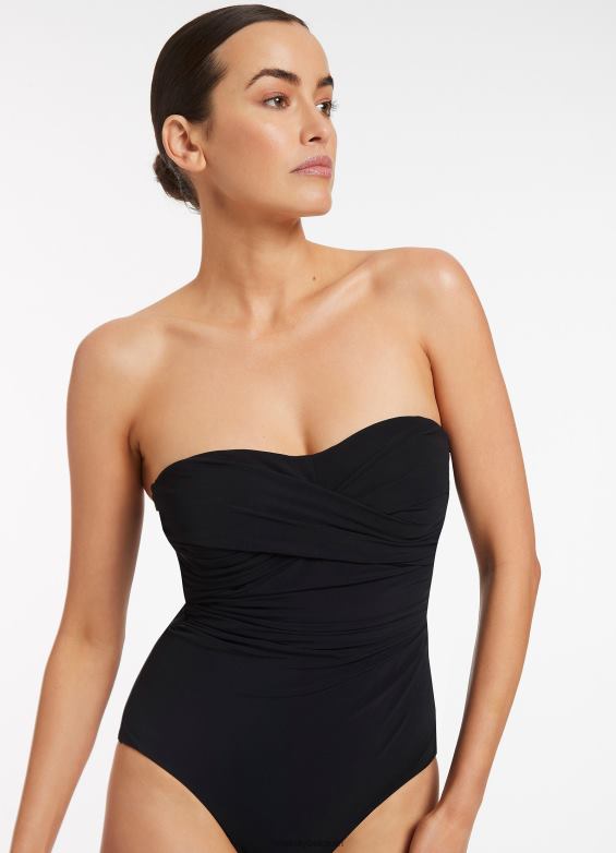Seafolly femmes jetset d-dd torsion devant une pièce maillots de bain noir P8B6265