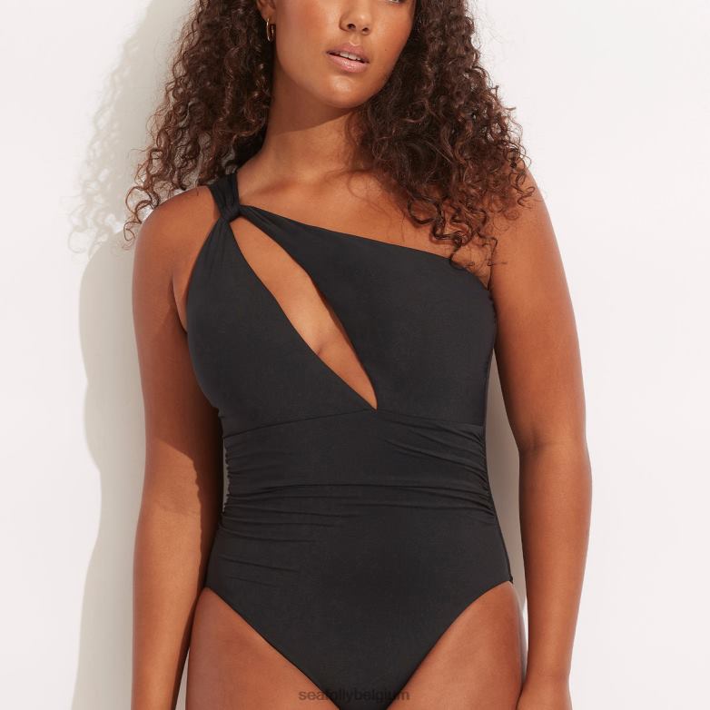 Seafolly femmes collectif une épaule une pièce maillots de bain noir P8B6295