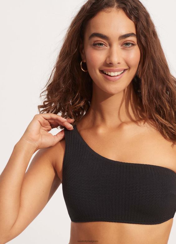 Seafolly femmes haut asymétrique pour plongée en mer maillots de bain noir P8B62322