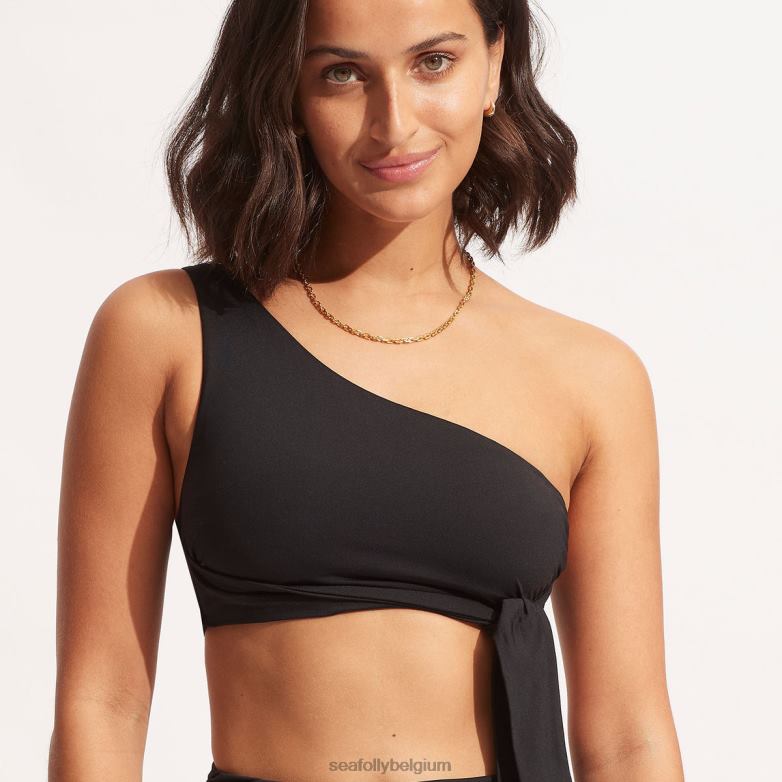 Seafolly femmes haut collectif à une épaule maillots de bain noir P8B62207